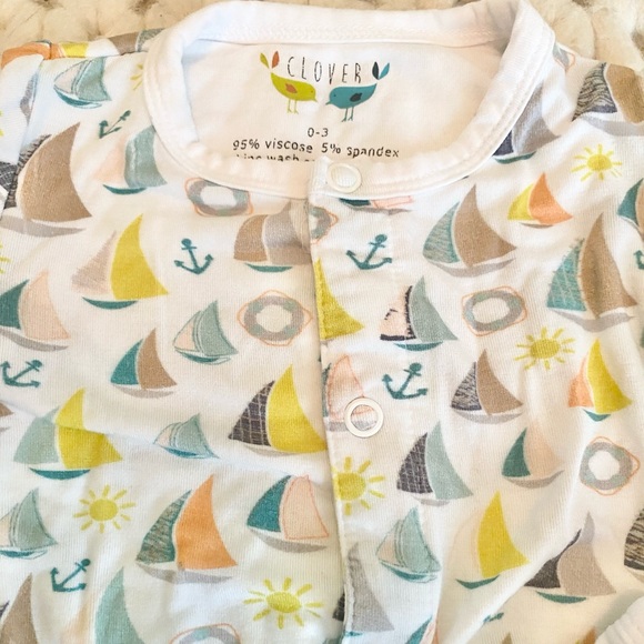 Clover Baby Sailboat Footie Size 0-3m - Picture 2 of 3
